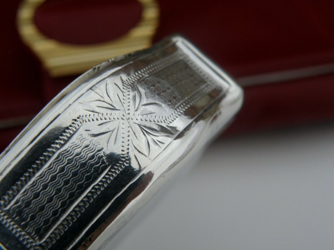 Antique French Sterling Silver pill Box Engraved decor