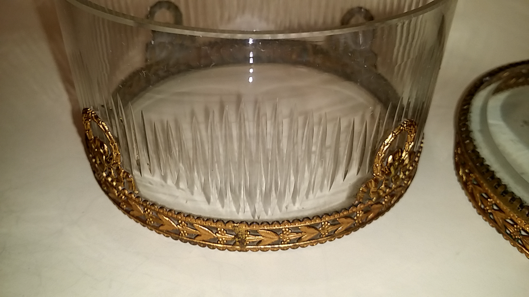 Antique French Baccarat Crystal Ormolu Bronze Box
