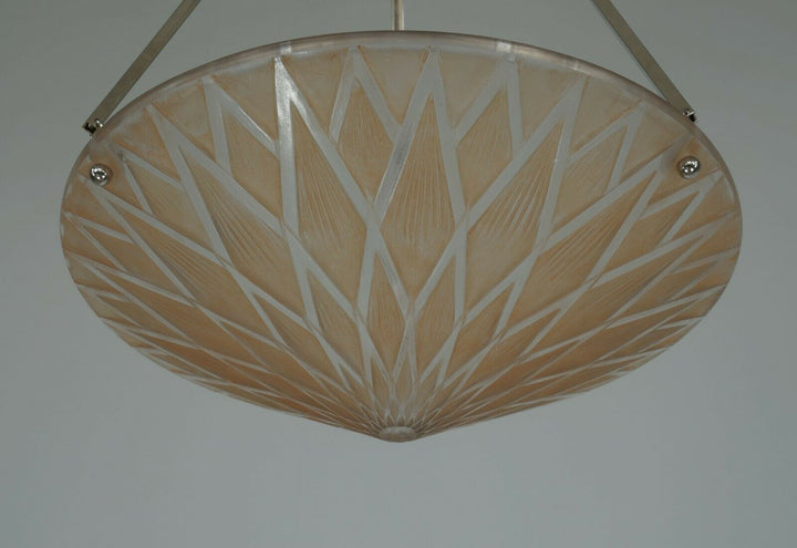 Pierre d'Avesn LORRAIN DAUM : A FRENCH 1930 ART DECO PENDANT . CHANDELIER