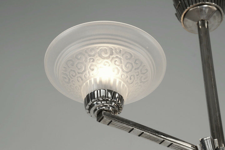 MULLER FRERES : FRENCH 1930 ART DECO CHANDELIER ..............