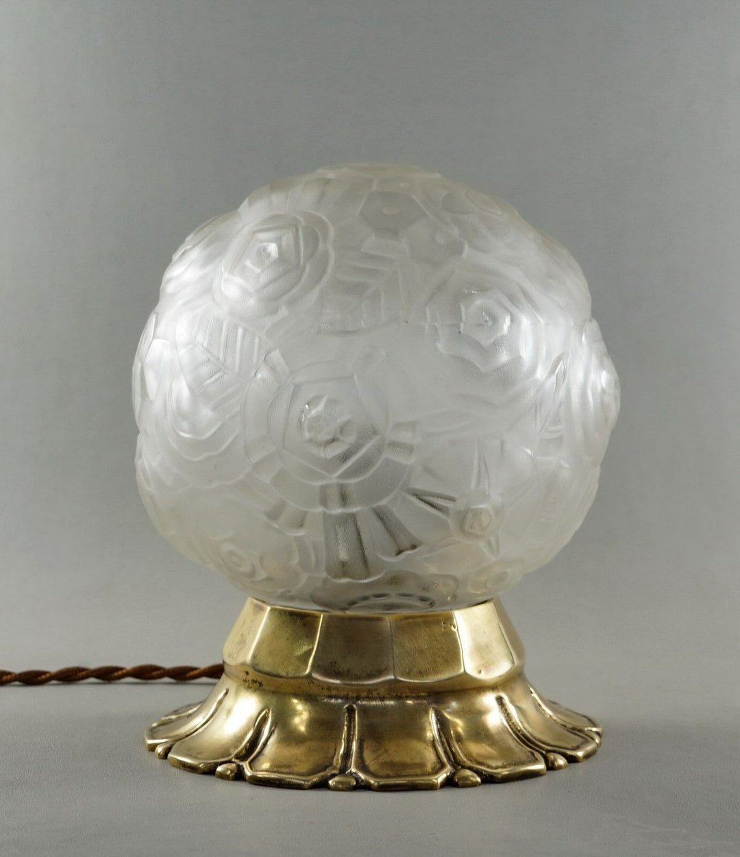 SABINO : FRENCH ART DECO LAMP 1930 ... bronze lustre globe lampe muller era 1925