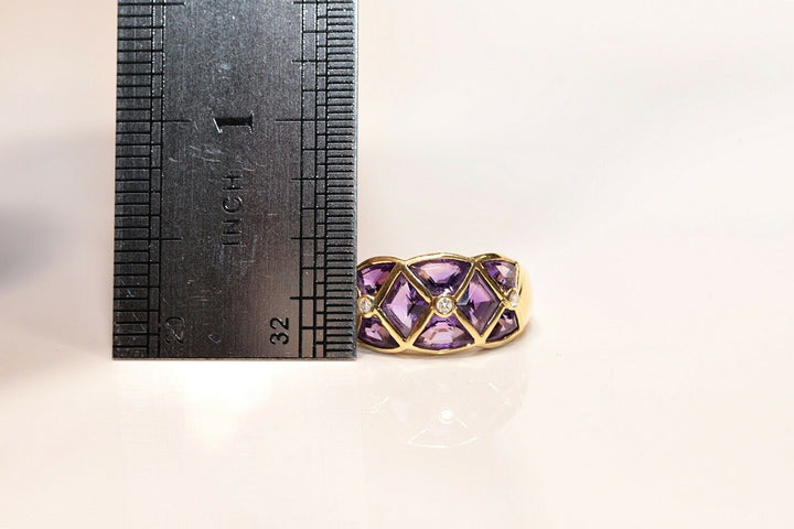 アンティーク18K ナチュラルダイヤモンドとアメシストのリング