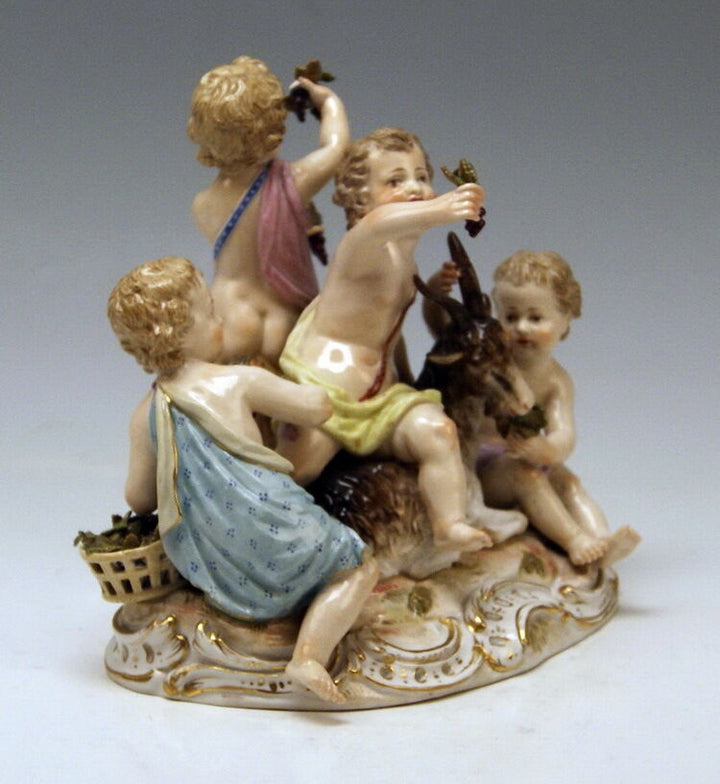 MEISSEN FIGUR GRUPPE DER HERBST PUTTEN MIT GEISSBOCK THE AUTUMN MNR:2499 UM 1860