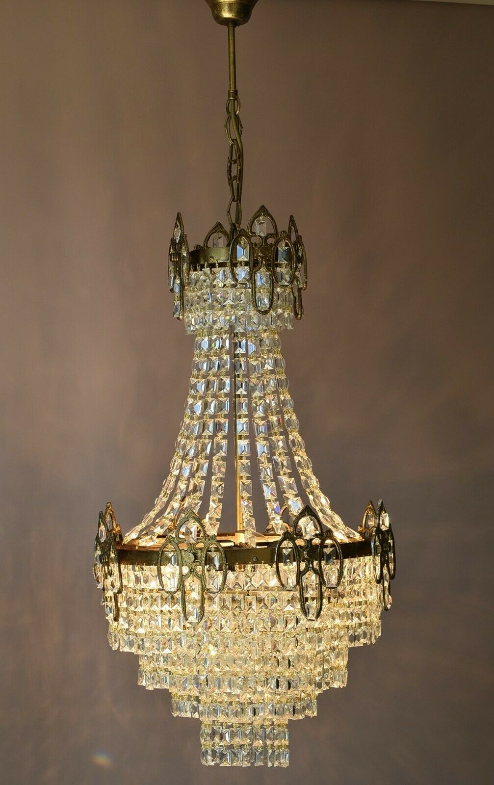 Oriental French Empire Crystal Chandelier Antique Vintage Lighting Pendant Lamp