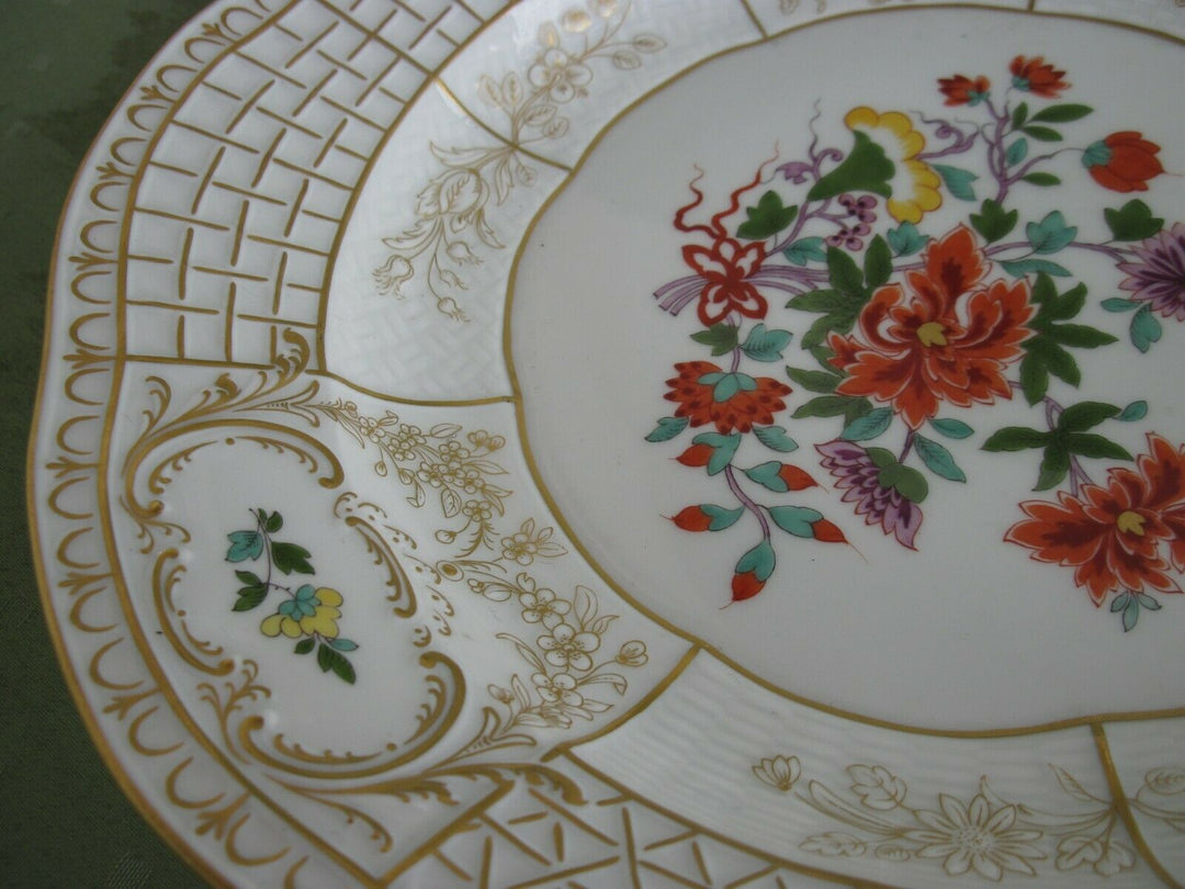 Schöner großer Meissen Wand-Teller mit vielen Indischen Blumen und Gold