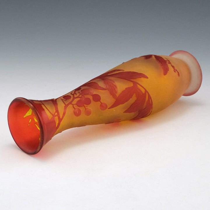 Galle Cameo Glass Vase Depicting Elderberries c1920