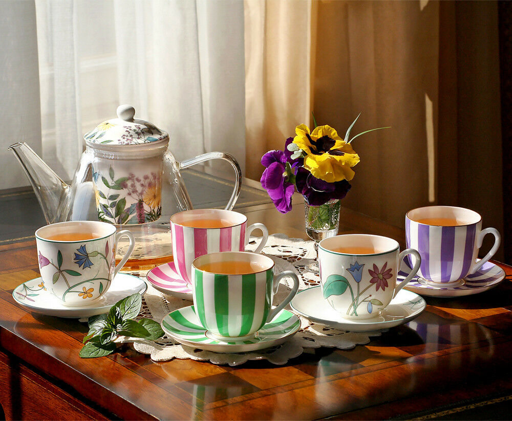 インペリアルポーセリン　ティーカップ＆ソーサー　ボーンチャイナ　ロモノーソフ　ストライプ　イエロー