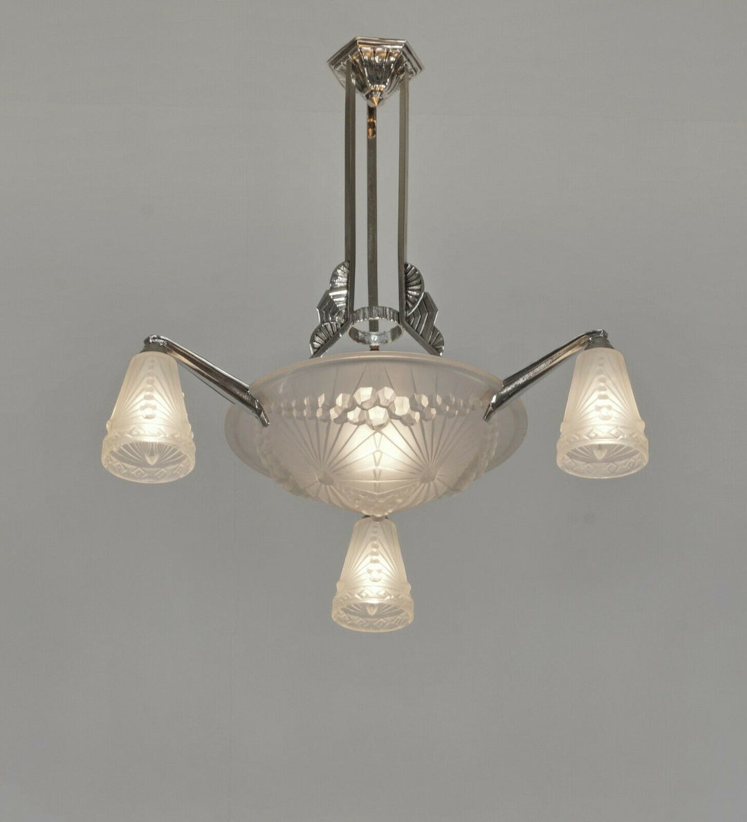 HETTIER & VINCENT and Schneider : French art deco chandelier ....... 1930 France