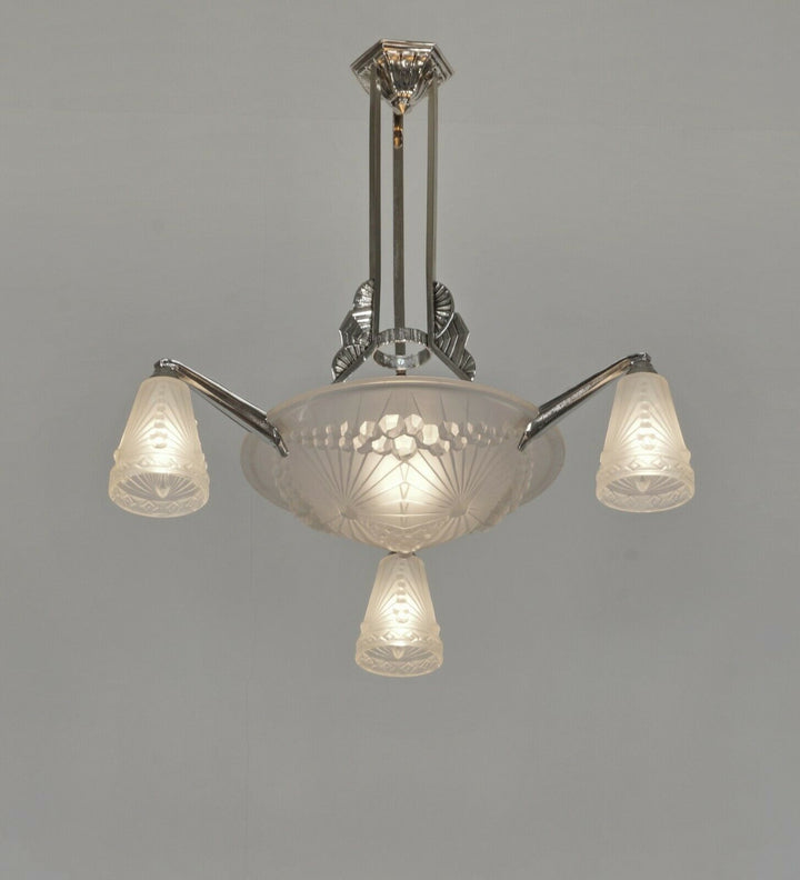HETTIER & VINCENT and Schneider : French art deco chandelier ....... 1930 France