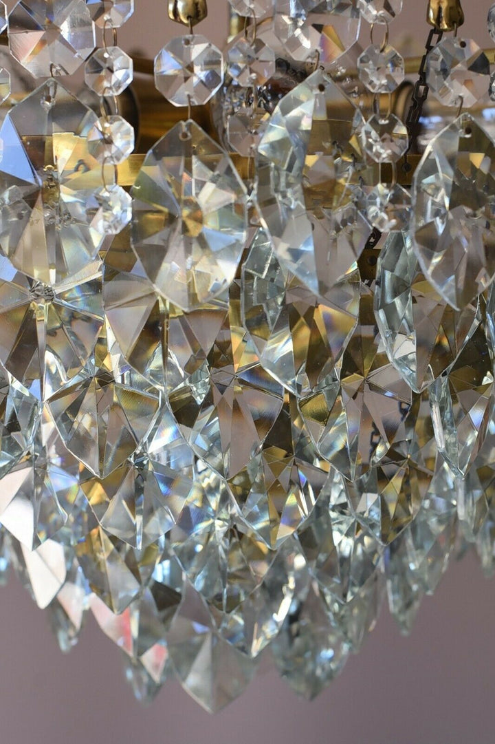 Flush Antique French Vintage Crystal Chandelier Pendant Low Ceiling Lighting