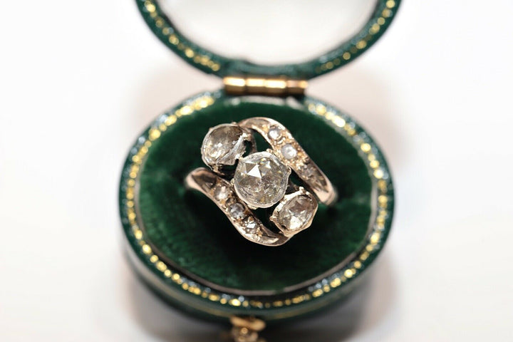 アンティーク 10K ナチュラルローズカットダイヤモンドのオスマンリング