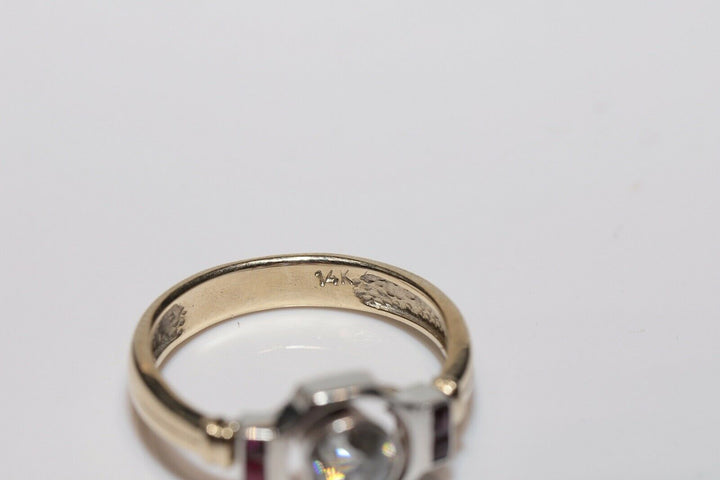 アンティーク アールデコ 14K ナチュラルダイヤモンドとルビーのリング