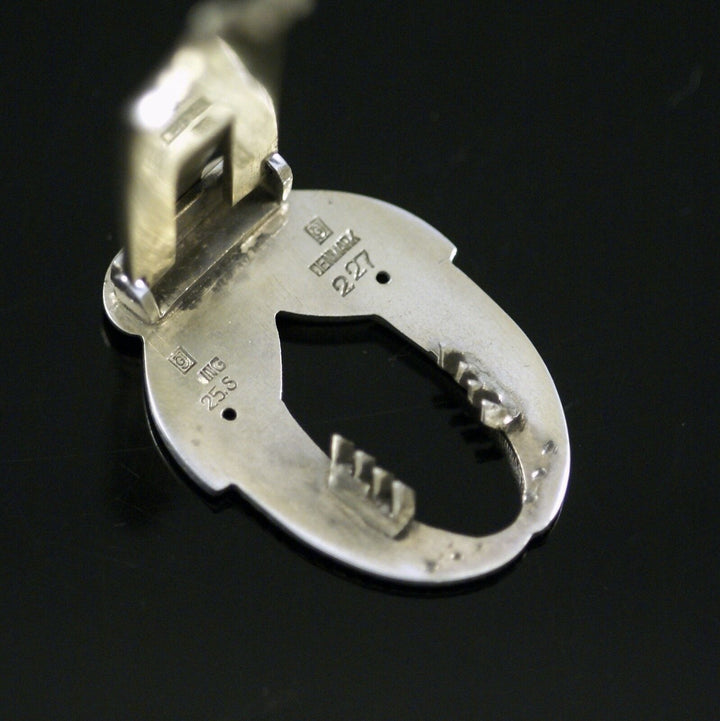 Georg Jensen. Sterling Silver Cactus Brooch Clip, partly gilded #227. 1933-44