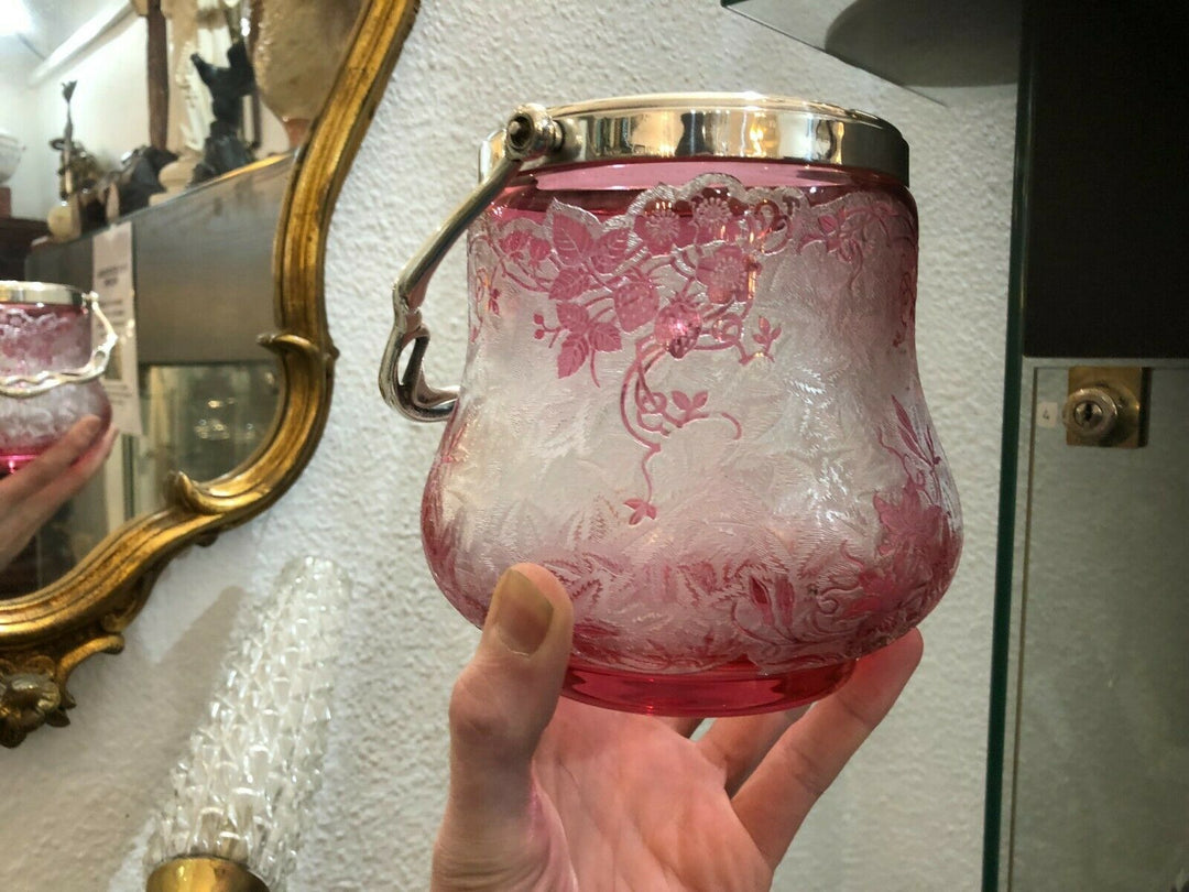 Crystal biscuit bucket baccarat decor strawberry clear acid silvery metal