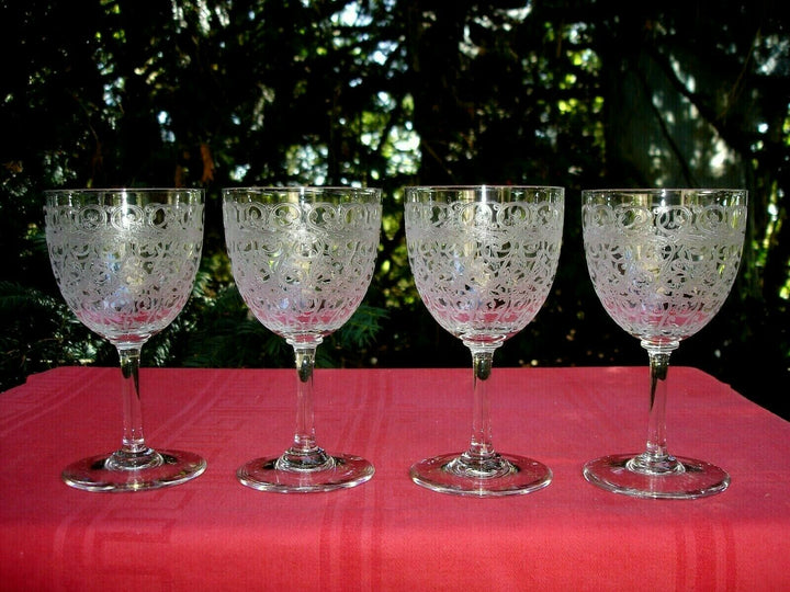 BACCARAT ROHAN COMBOURG WINE WATE GLASSES VERRE A EAU VIN CRISTAL GRAVÉ ART DECO