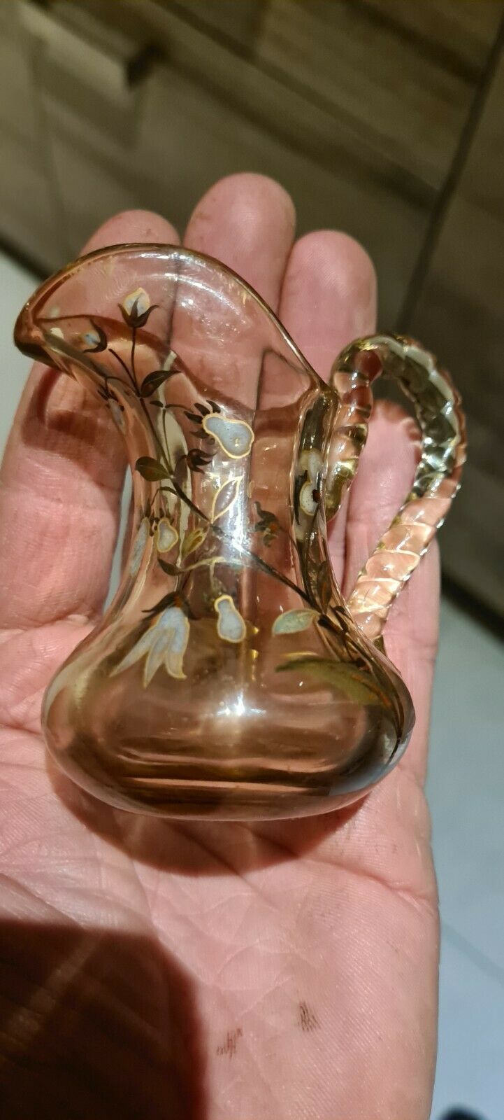 Rare Pichet Miniature Verre Émaillé Emile Gallé Nancy 1ere Periode Old vase 1900