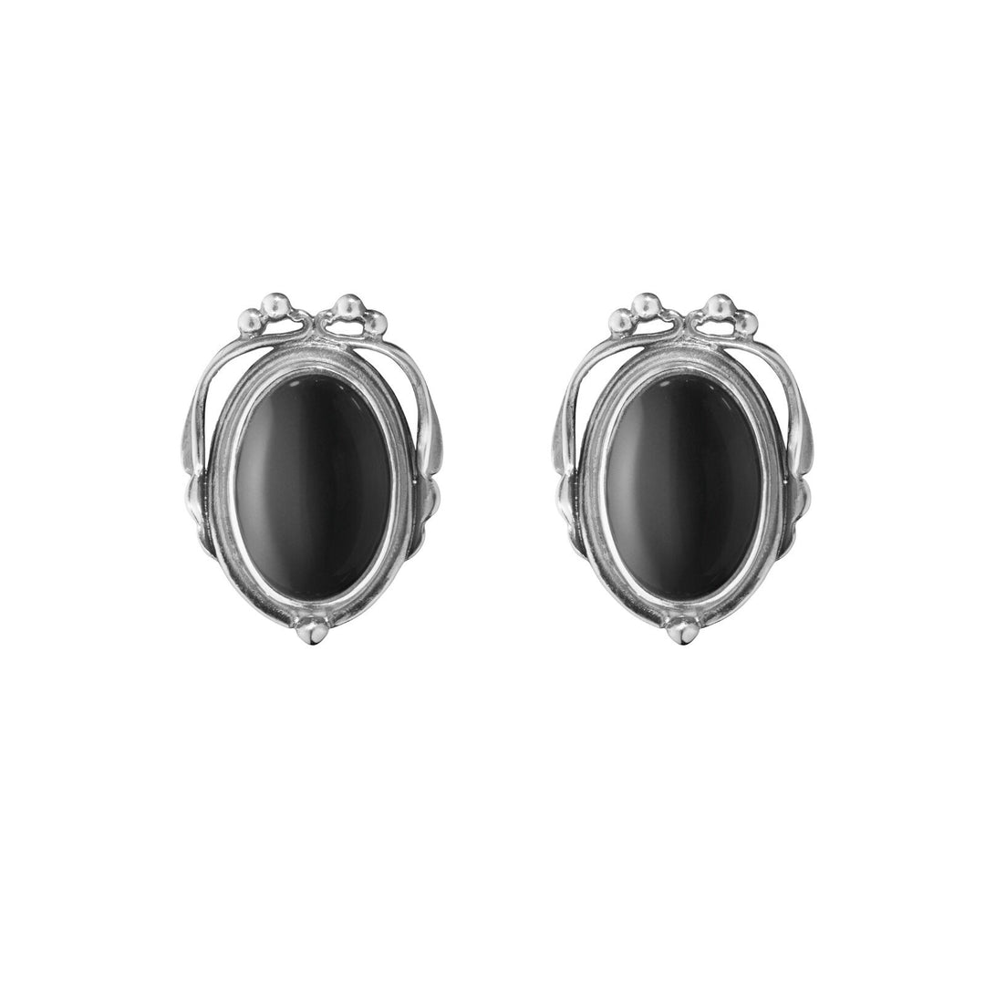 Georg Jensen Silver Ear Clips of the Year with Black Onyx - Heritage 2017