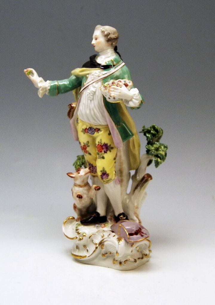 MEISSEN GROSSE SCHÄFER FIGUR MANN HUND TALL SHEPHERD KÄNDLER MNR: 1 UM 1935