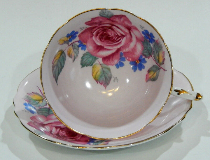 アンティーク　パラゴンのカップ＆ソーサー　ピンクローズと忘れな草２