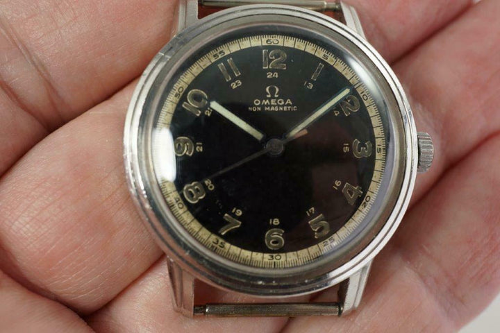 OMEGA CK2254 RCAF WORLD WAR II CAL. 30 SCT2.PC STEEL STEPPED CASE DATES 1939
