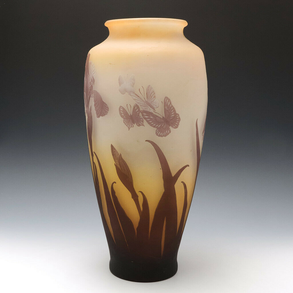 A Very Tall Galle Cameo Glass Vase c1910