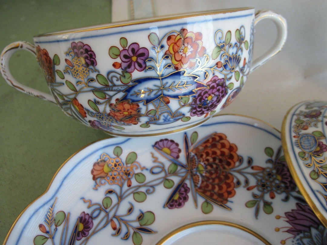 Schöne Meissen Terrine in Dekor Royal Buntes Zwiebelmuster mit Rot und Gold