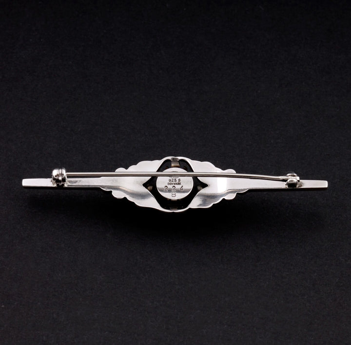 Georg Jensen Sterling Brooch # 224B w. Rock Crystal. Silver. Design: GJ himself