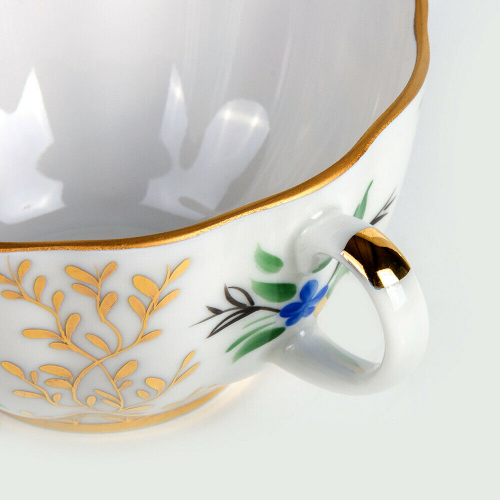 Golden Grass Teacup w/ Saucer by Imperial Porcelain Russian Lomonosov LFZ IFZ