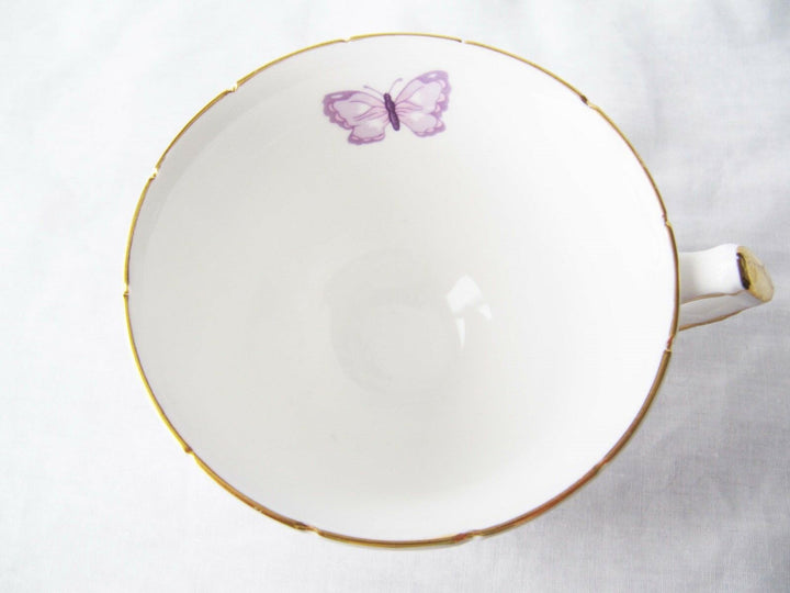 Aynsley Embossed Cup Saucer - Violets Butterfly Pattern