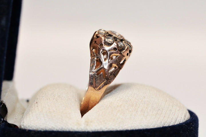 アンティーク オリジナル 10K ナチュラルローズカットダイヤモンドのオスマンリング