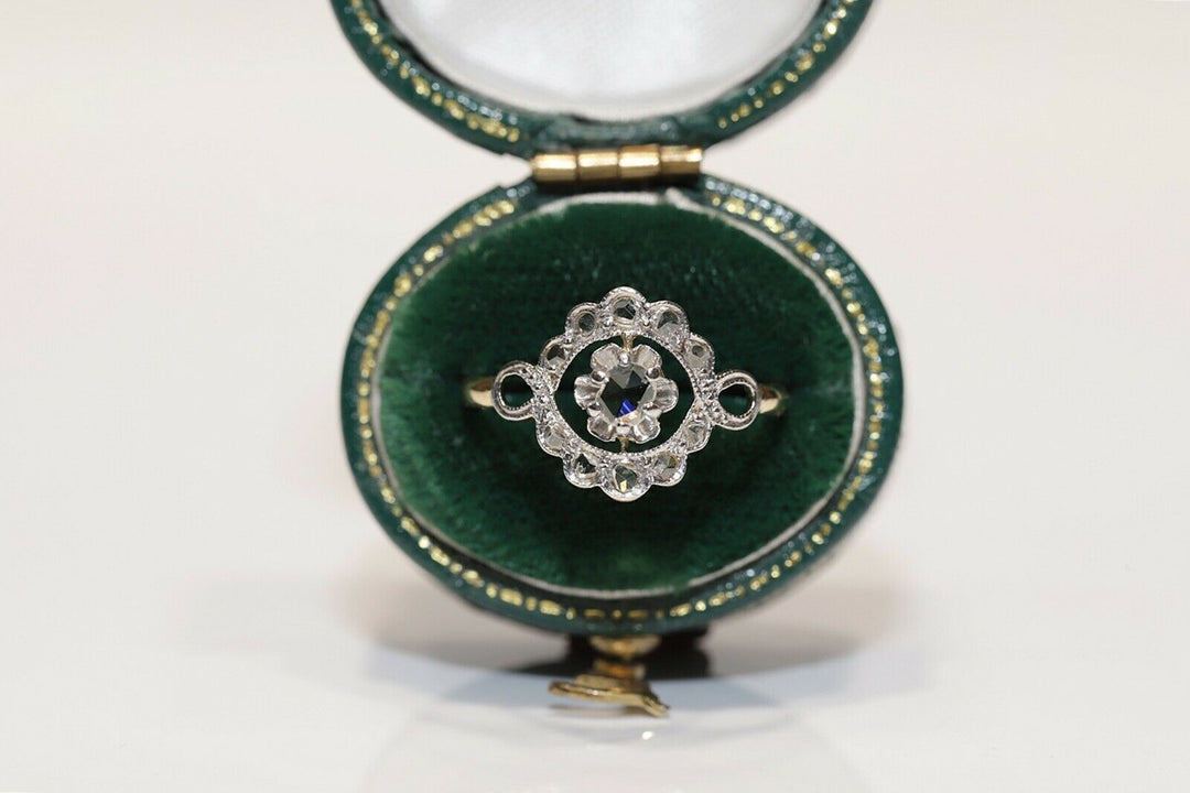 アンティーク オリジナル 14K アールデコ ナチュラルローズカットダイヤモンドのリング