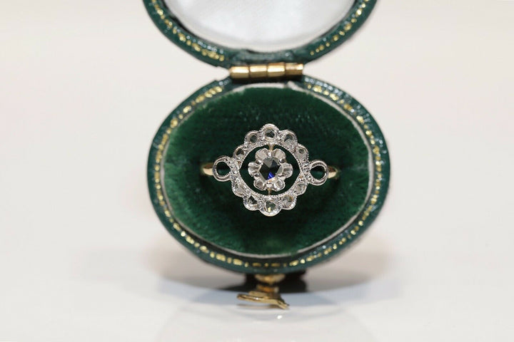 アンティーク オリジナル 14K アールデコ ナチュラルローズカットダイヤモンドのリング