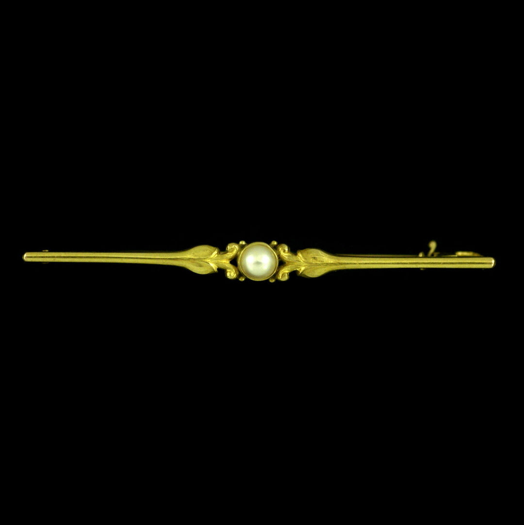 Georg Jensen. 14k Gold Brooch with Pearl #181. 1933-1944 Hallmarks