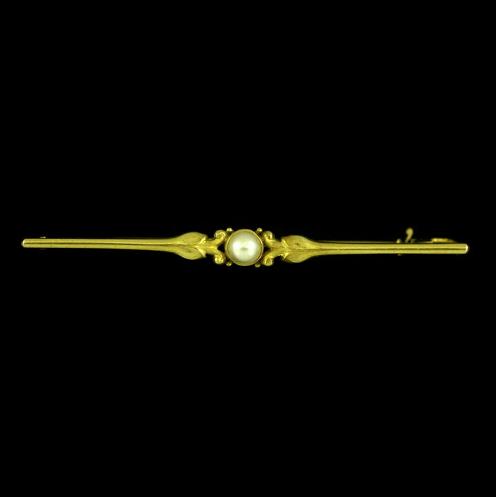 Georg Jensen. 14k Gold Brooch with Pearl #181. 1933-1944 Hallmarks