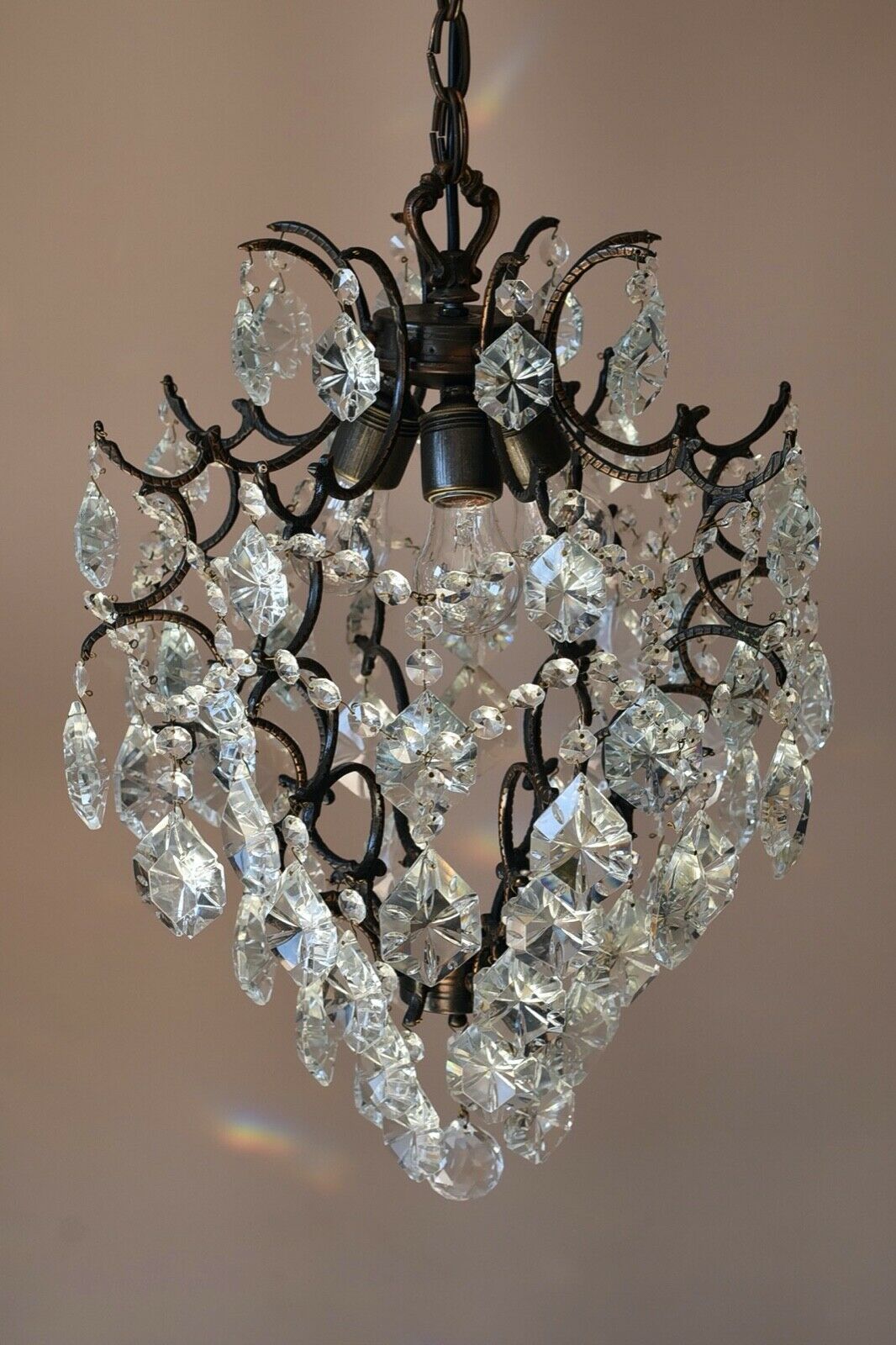 Antique/ Vintage Brass Chandelier, Ceiling lighting Wedding Bridal Pendant Lamp