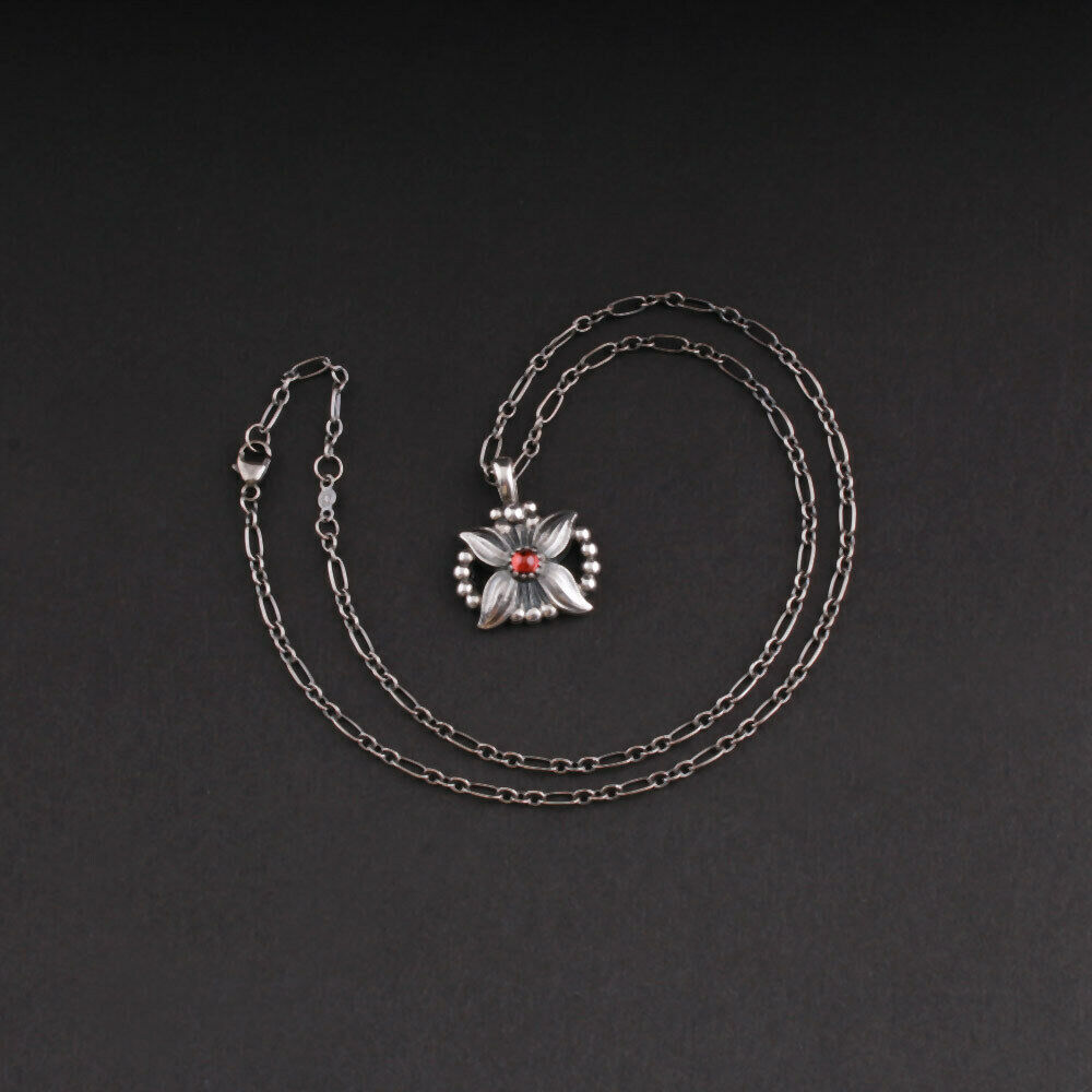 GEORG JENSEN Sterling Pendant Of The Year 1998 / 2018 Silver w. Garnet. RARE!