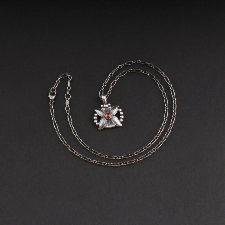 GEORG JENSEN Sterling Pendant Of The Year 1998 / 2018 Silver w. Garnet. RARE!