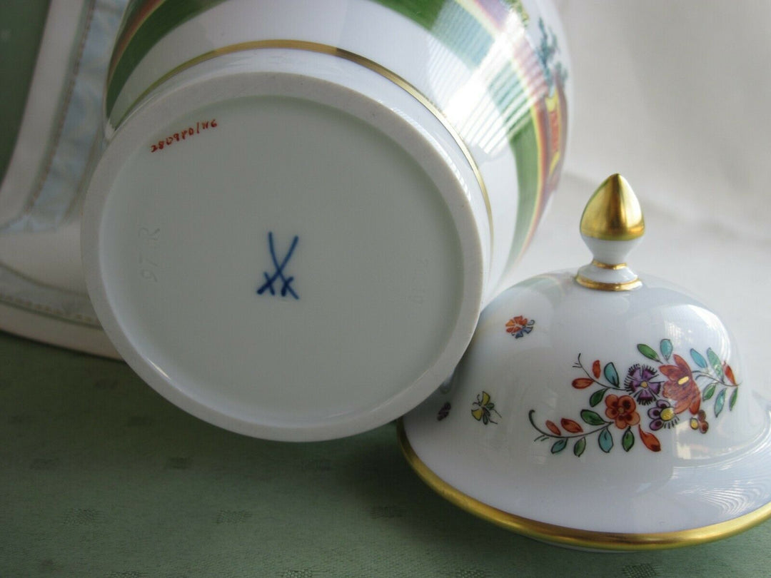 マイセン(Meissen)、蓋つき壺、シノワズリ、2級品 – アンティーク