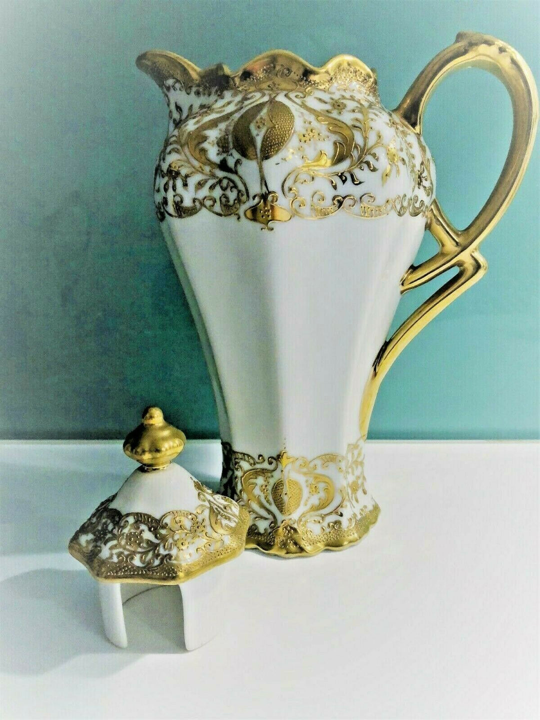 CHOCOLATE POT ART NOUVEAU FLOW NIPPON MAPLE LEAF 1900-1910