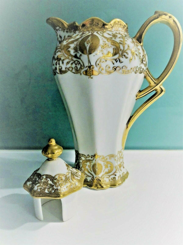 CHOCOLATE POT ART NOUVEAU FLOW NIPPON MAPLE LEAF 1900-1910