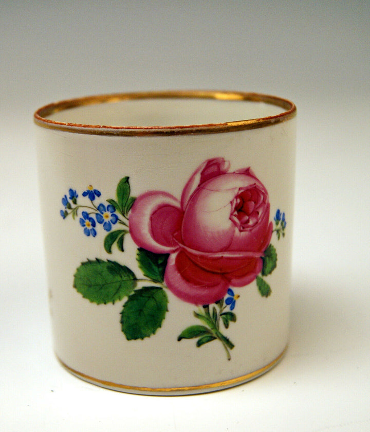 ANTIKE MEISSEN SAMMEL TASSE ROSENDEKOR CUP WITH SAUCER MARCOLINI ZEIT UM 1780