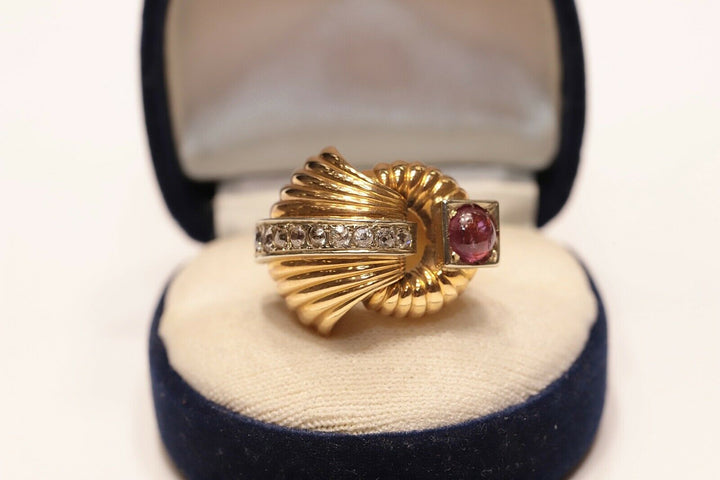 アンティーク ヴィクトリアン 18K ナチュラルダイヤモンドとルビーのリング