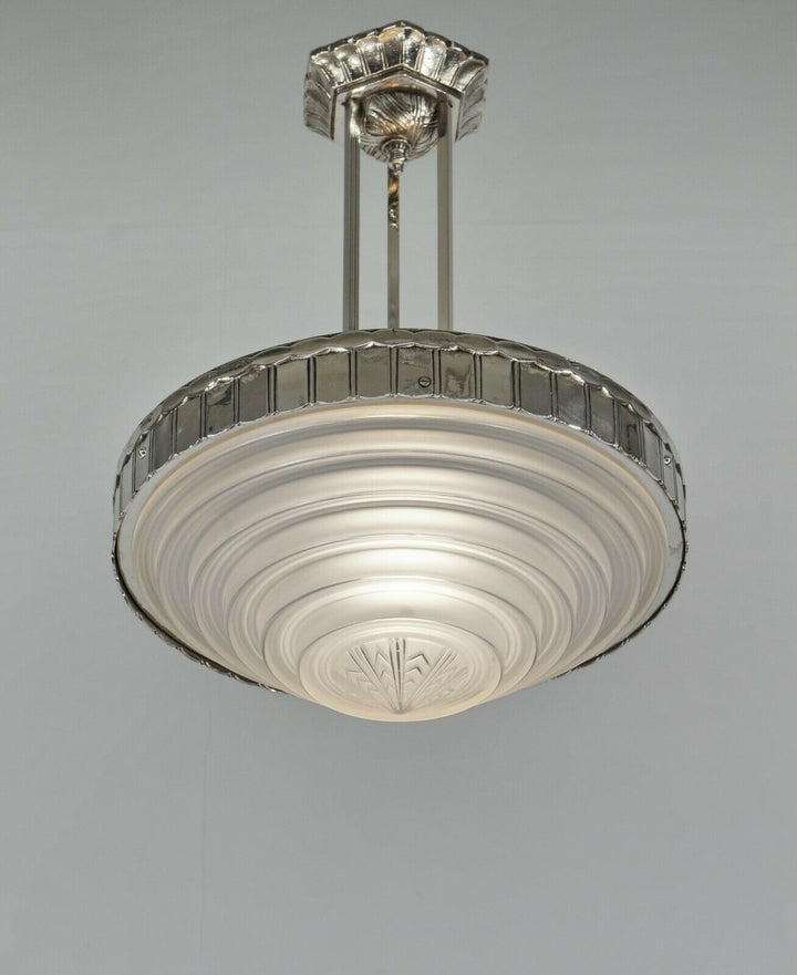 LELEU : FRENCH 1930 ART DECO CHANDELIER .......... 1935 pendant lamp muller era