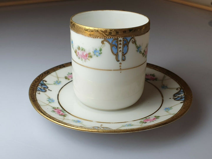 A Wonderful Rare Taisho Period Noritake Art Nouveau Demitasse Cup & Saucer