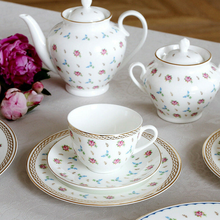 Imperial Porcelain Teacup & Saucer, Flower Waltz Pattern, LOMONOSOV, LFZ, IFZ