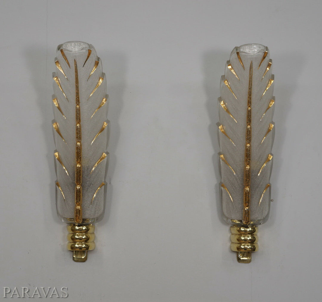 PETITOT : PAIR OF FRENCH ART DECO WALL SCONCES . lights Ezan EJG lamp 1930