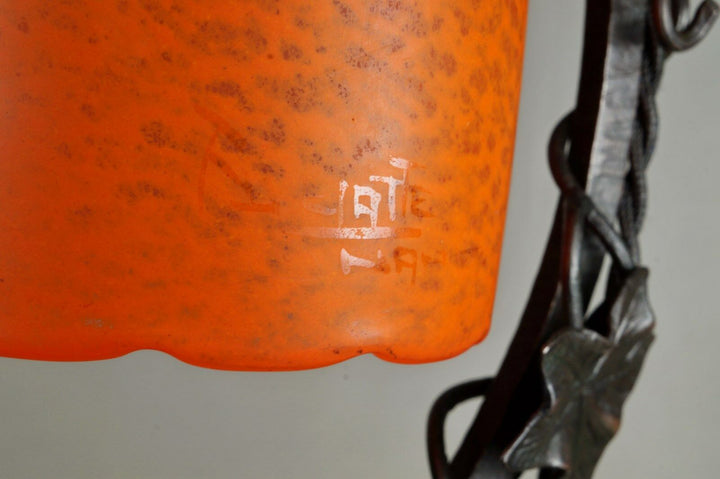 DELATTE : FRENCH ART DECO LAMP ............... wrought iron 1925 1930 muller era