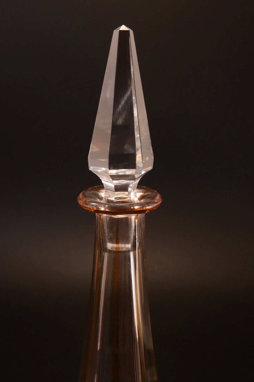 Carafe Baccarat cristal double Overlay taillé Lagny decanter vin du Rhin orange