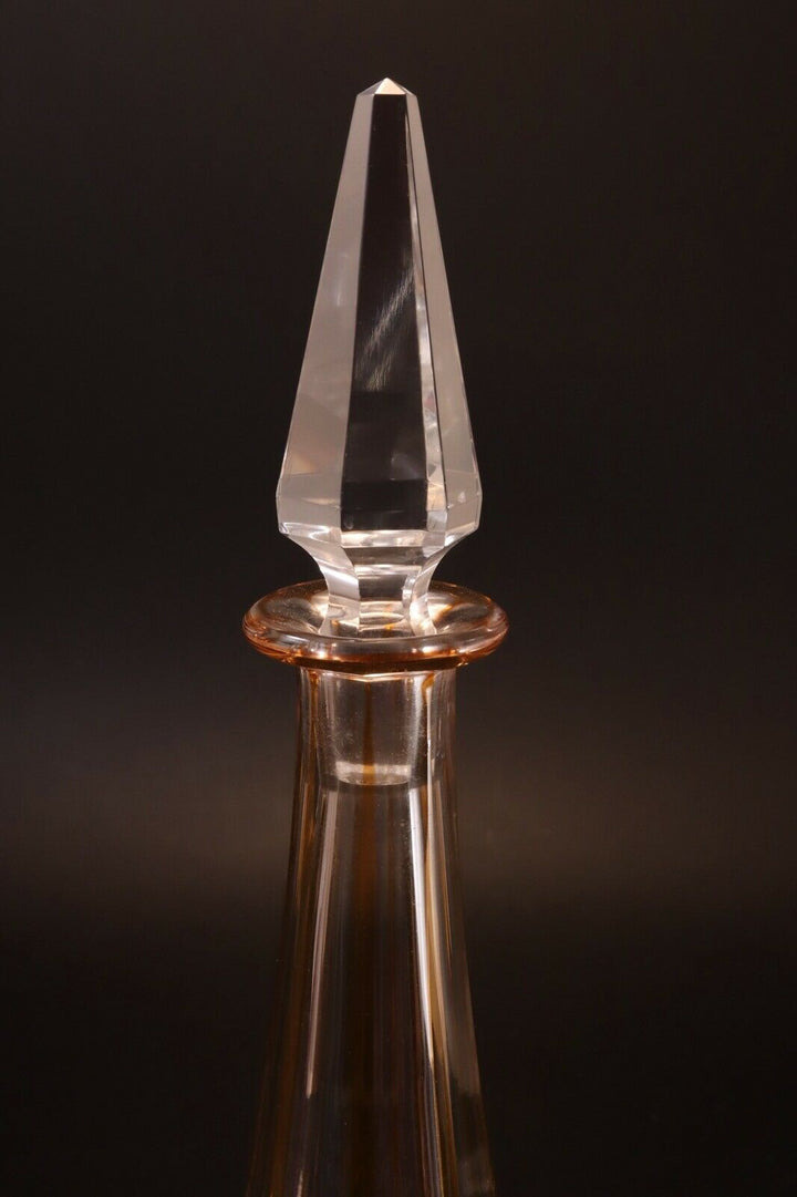Carafe Baccarat cristal double Overlay taillé Lagny decanter vin du Rhin orange