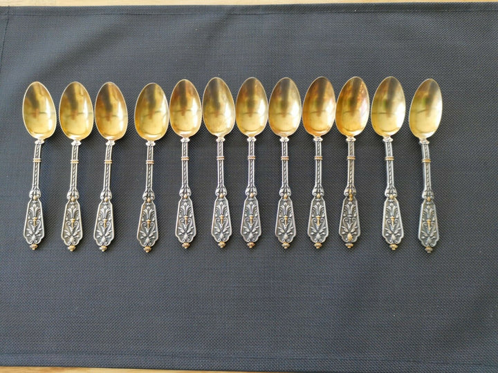 Puiforcat Solid Silver Vermeil Renaissance François 1er 12 Spoons The Desser